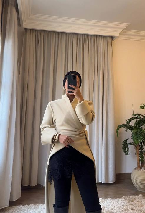 Beige Wool Shadow Blouse