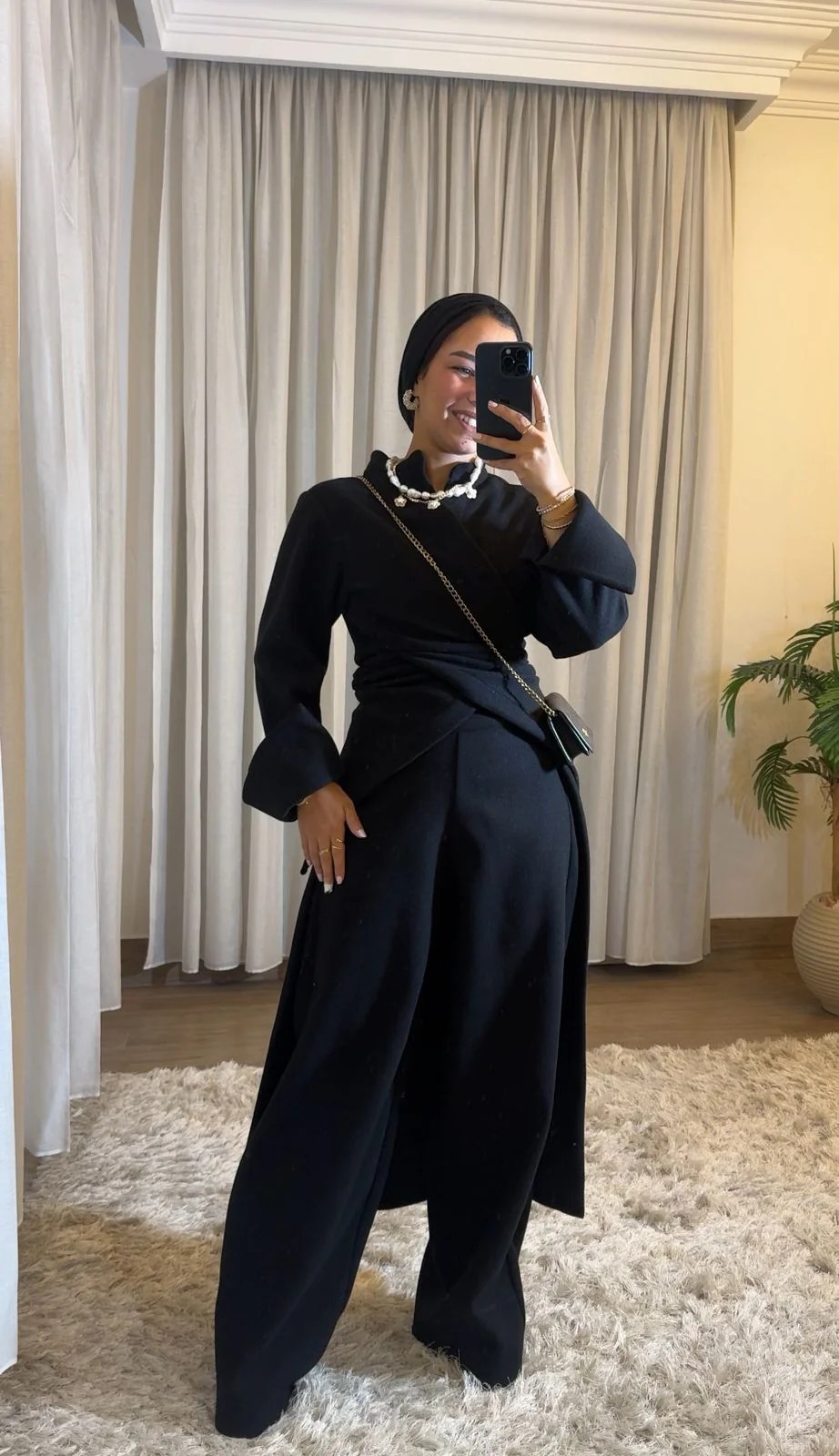 Black Wool Shadow Pants