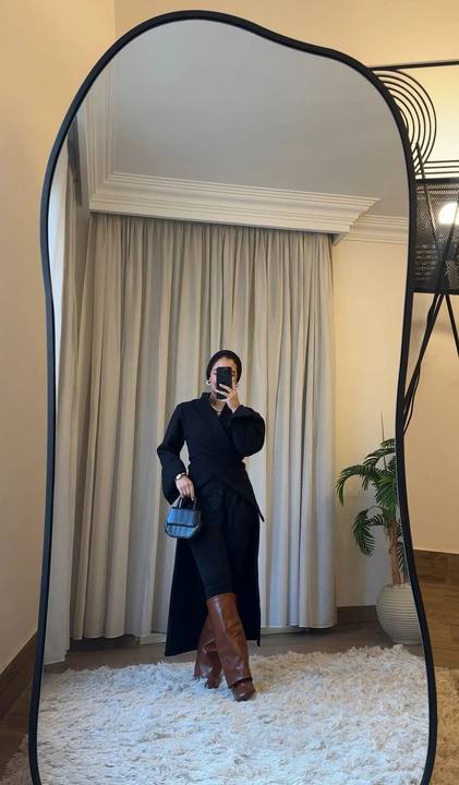 Black Wool Shadow Blouse